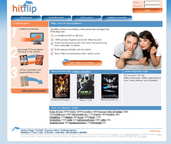 Bildschirmfoto der Homepage von Hitflip.de, die legale Internet Tauschbrse.